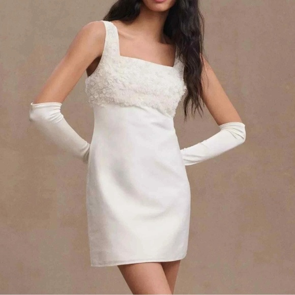 BHLDN Meadow Embellished Square-Neck Mini Dress - size 16 - Picture 1 of 12